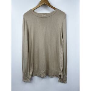 Nanette Lepore Sweater Womens‎ Cashmere Crew Neck Fleece Pullover Beige Brown XL